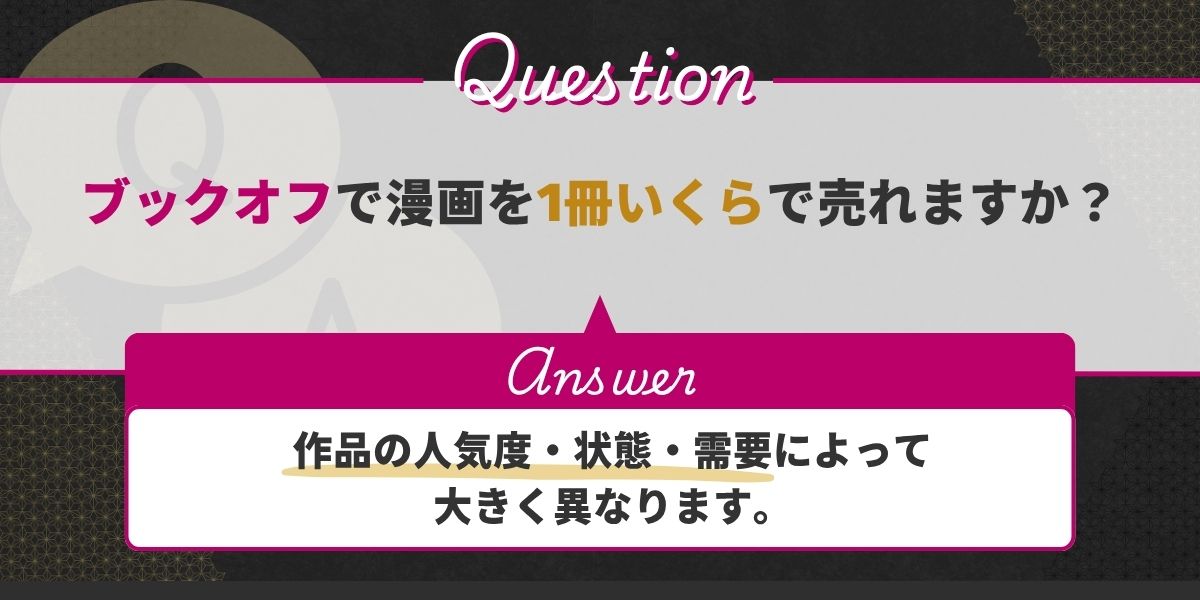 ブックオフで漫画を1冊いくらで売れますか?