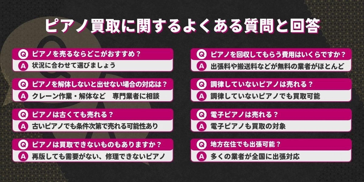 ピアノ買取おすすめに関するよくある質問