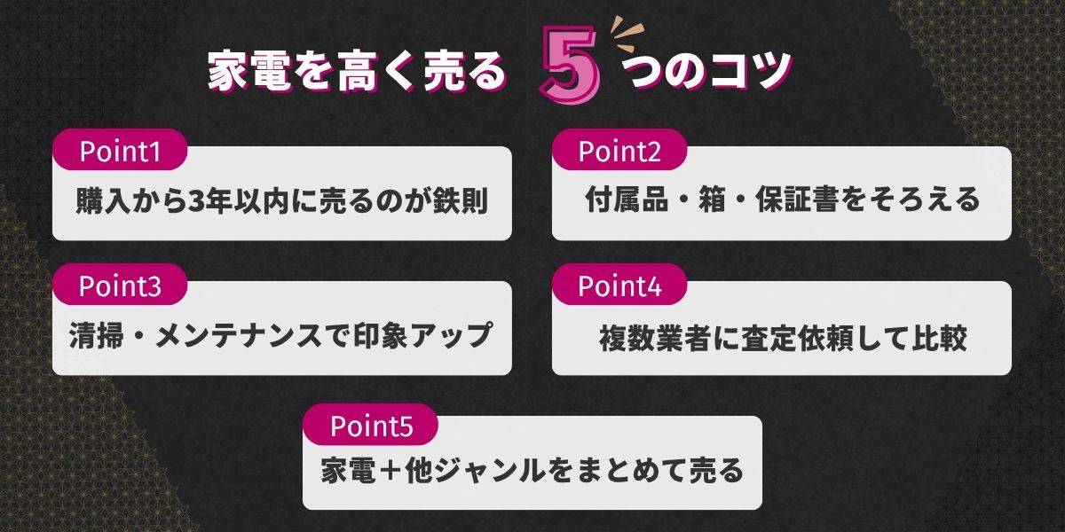 家電を高く売る5つのコツ