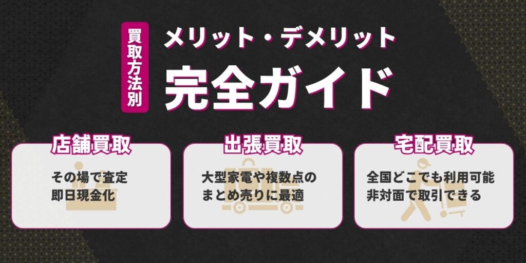 家電買取の方法を比較|持ち込み・出張・宅配