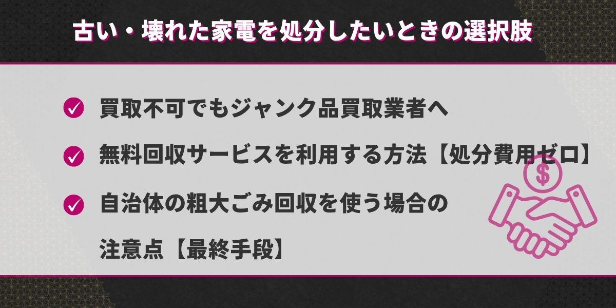 古い・壊れた家電を処分したいときの選択肢